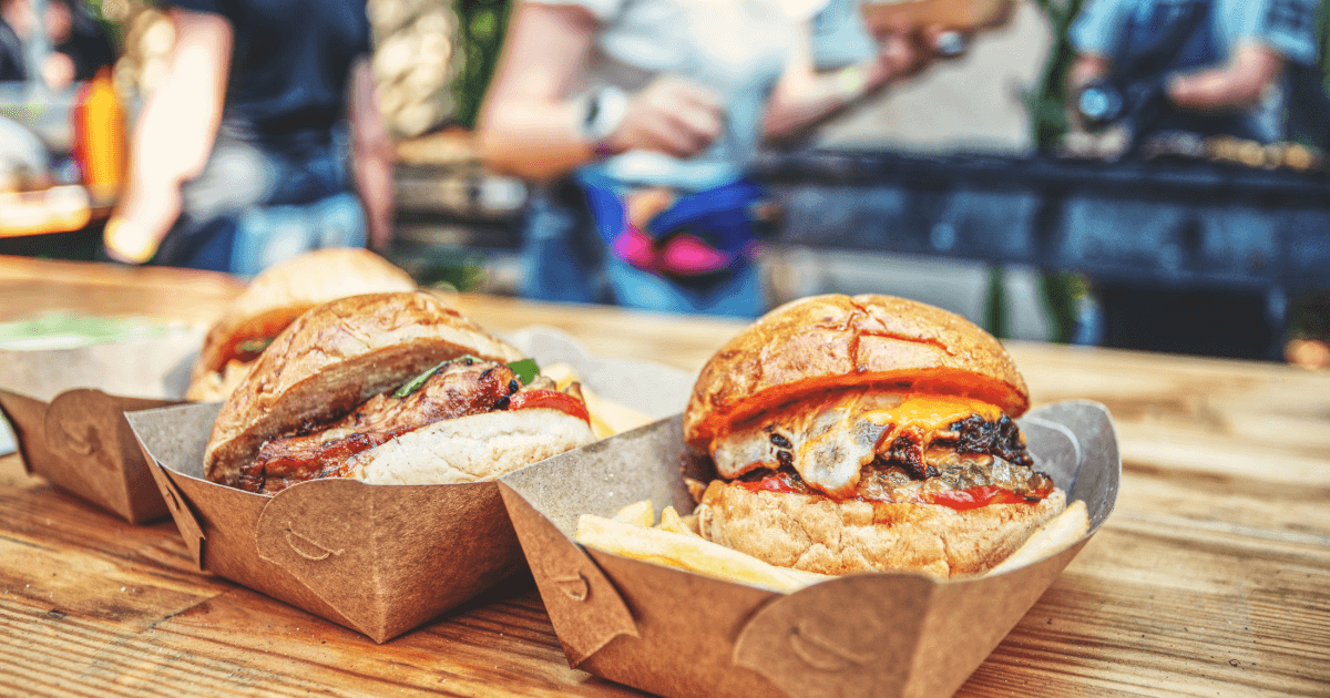 burgers on the table at manchester food festival